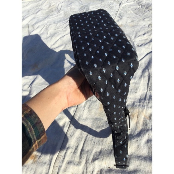 Vera Bradley womens fabric purse satchel 11” 11 in handbag black blue floral - Picture 6 of 16